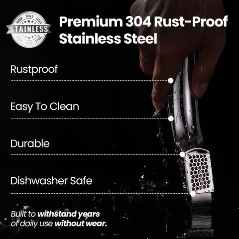 Gourmet Easy two-handles garlic press offers fine or coarse mince