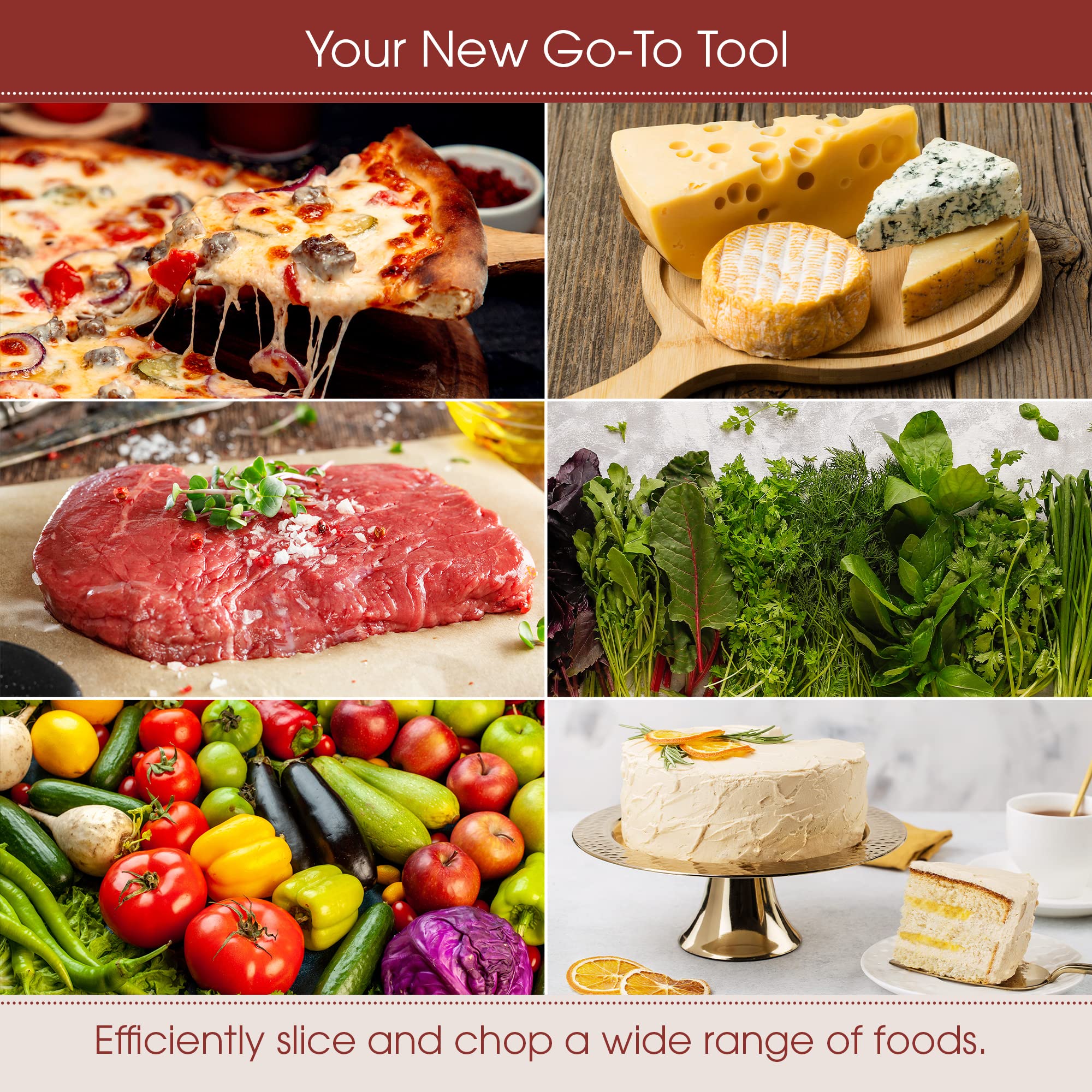 Gourmetly solid stainless steel handles deliver sturdy grip.