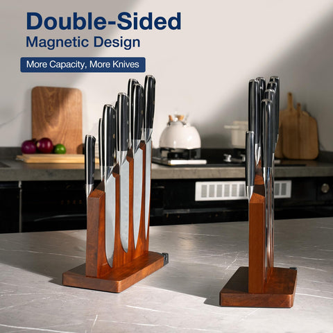Gourmetop double-sided magnet design maximizes knife storage on the counter.