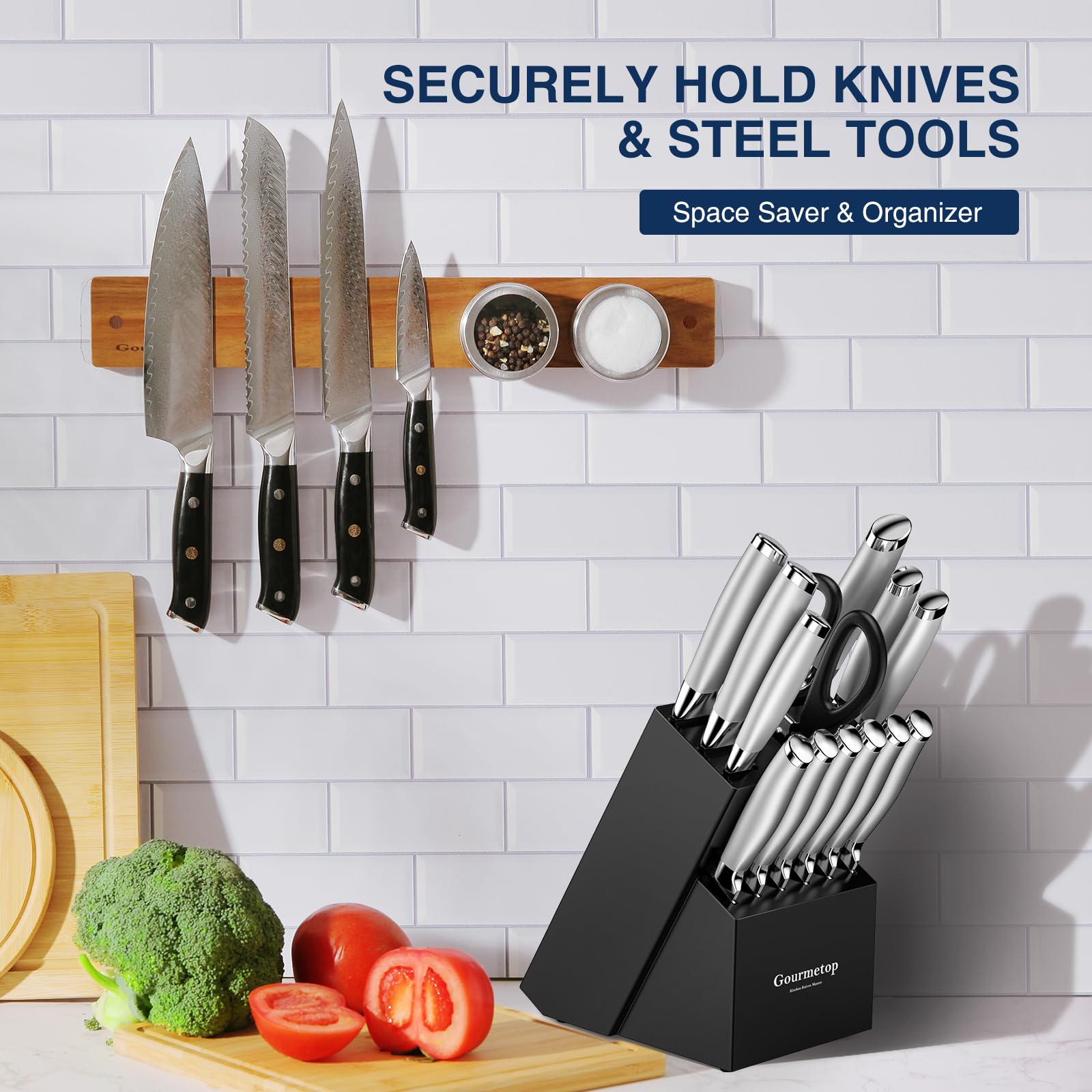 Gourmetop strong neodymium magnets securely hold various knives