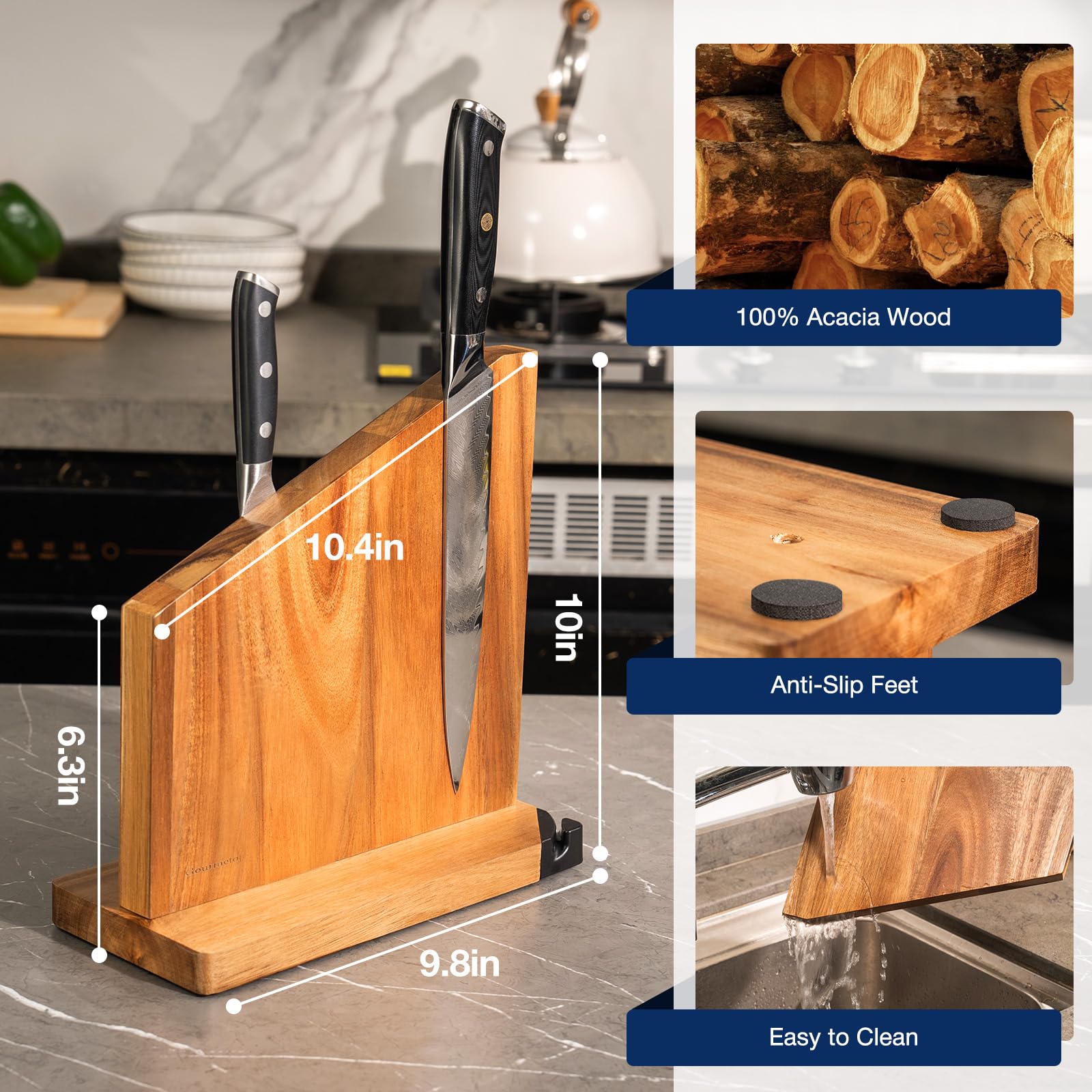 Gourmetop light wood finish adds warmth to any kitchen.