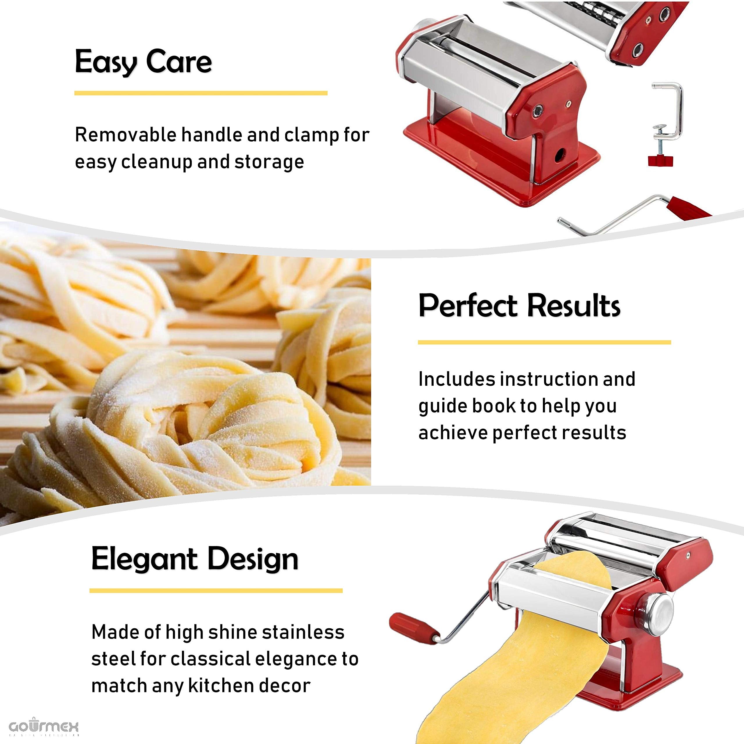 GOURMEX pasta maker compact storage with detachable handle saves counter space