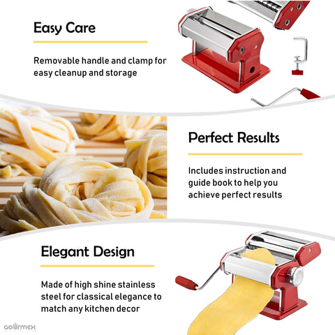 GOURMEX pasta maker compact storage with detachable handle saves counter space