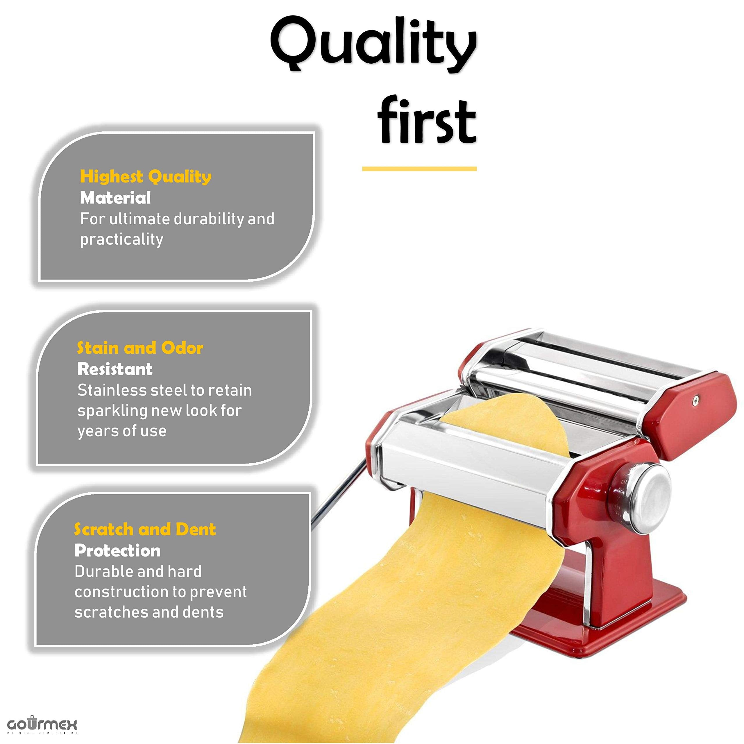 GOURMEX pasta maker seven-thickness settings tailor dough texture