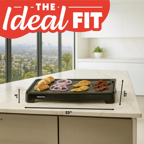 Gourmia 22in XL griddle durable construction for daily use.