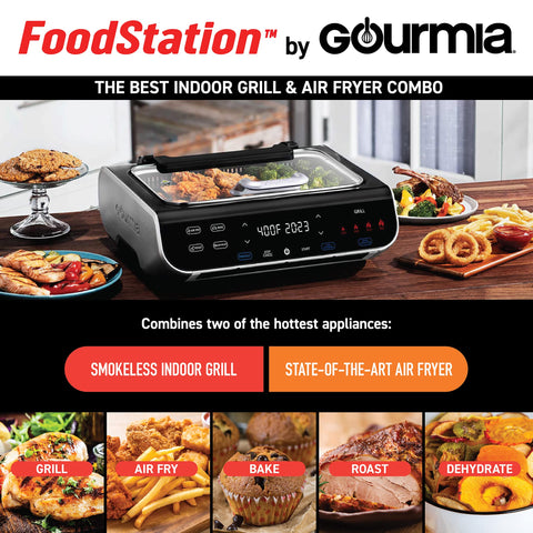 Gourmia removable air fryer basket for quick cleaning and crisp finishes.