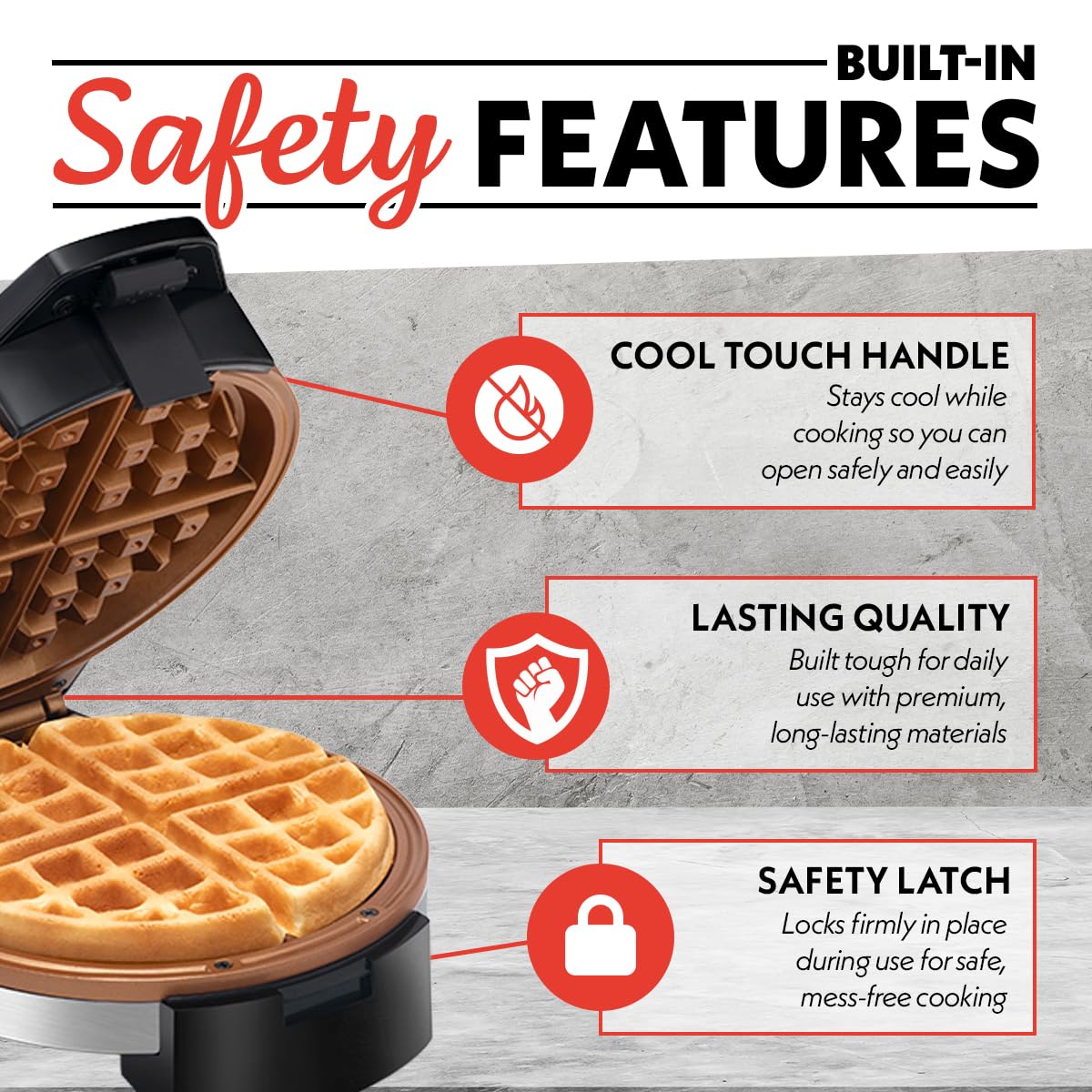 Gourmia cleaning-ready ceramic plates simplify post-waffle cleanup