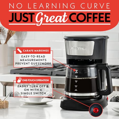 Gourmia coffee carafe pour area enables easy serving