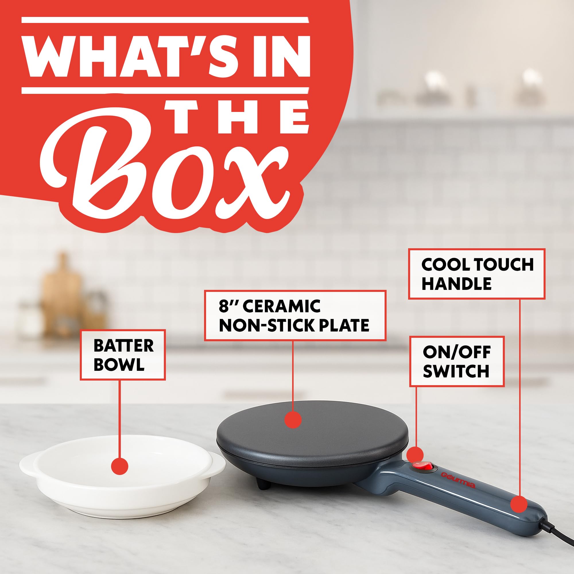 Gourmia crepe maker easy cleanup with nonstick surface after cooking