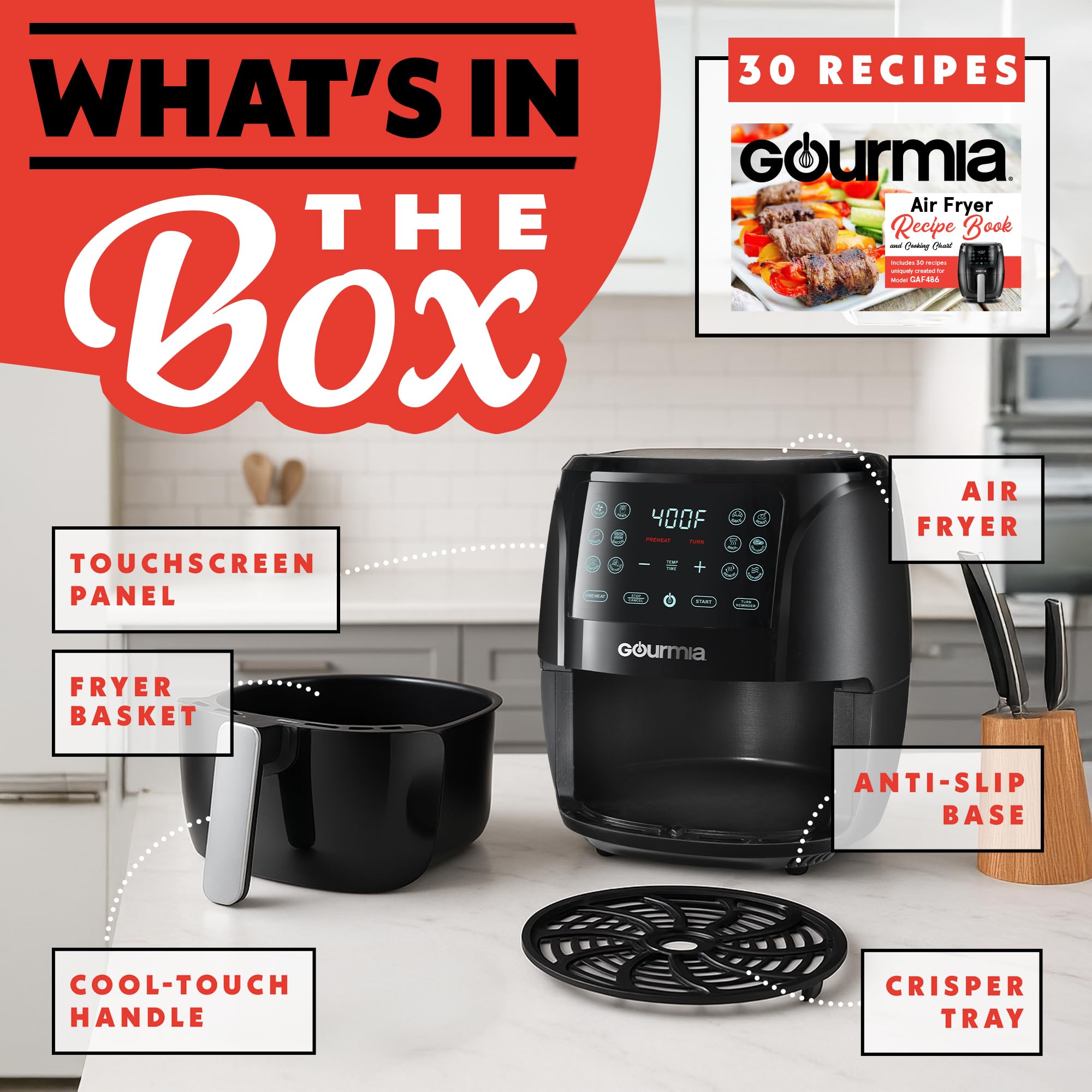 Gourmia GAF486 nonstick dishwasher safe parts for convenient cleanup
