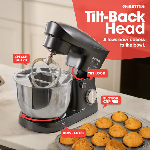 Gourmia stand mixer beater in action for versatile batter and cookie dough