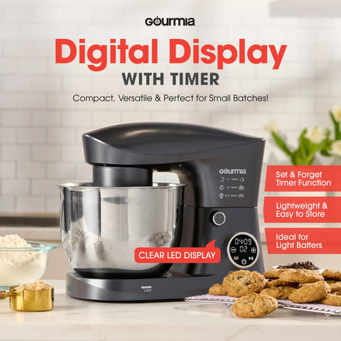 Gourmia stand mixer bowl shield prevents splatter during mixing