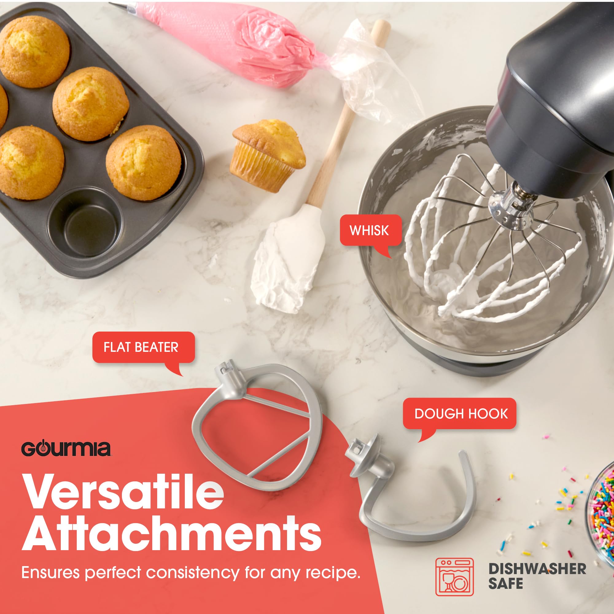 Gourmia tilting head design for easy access to ingredients