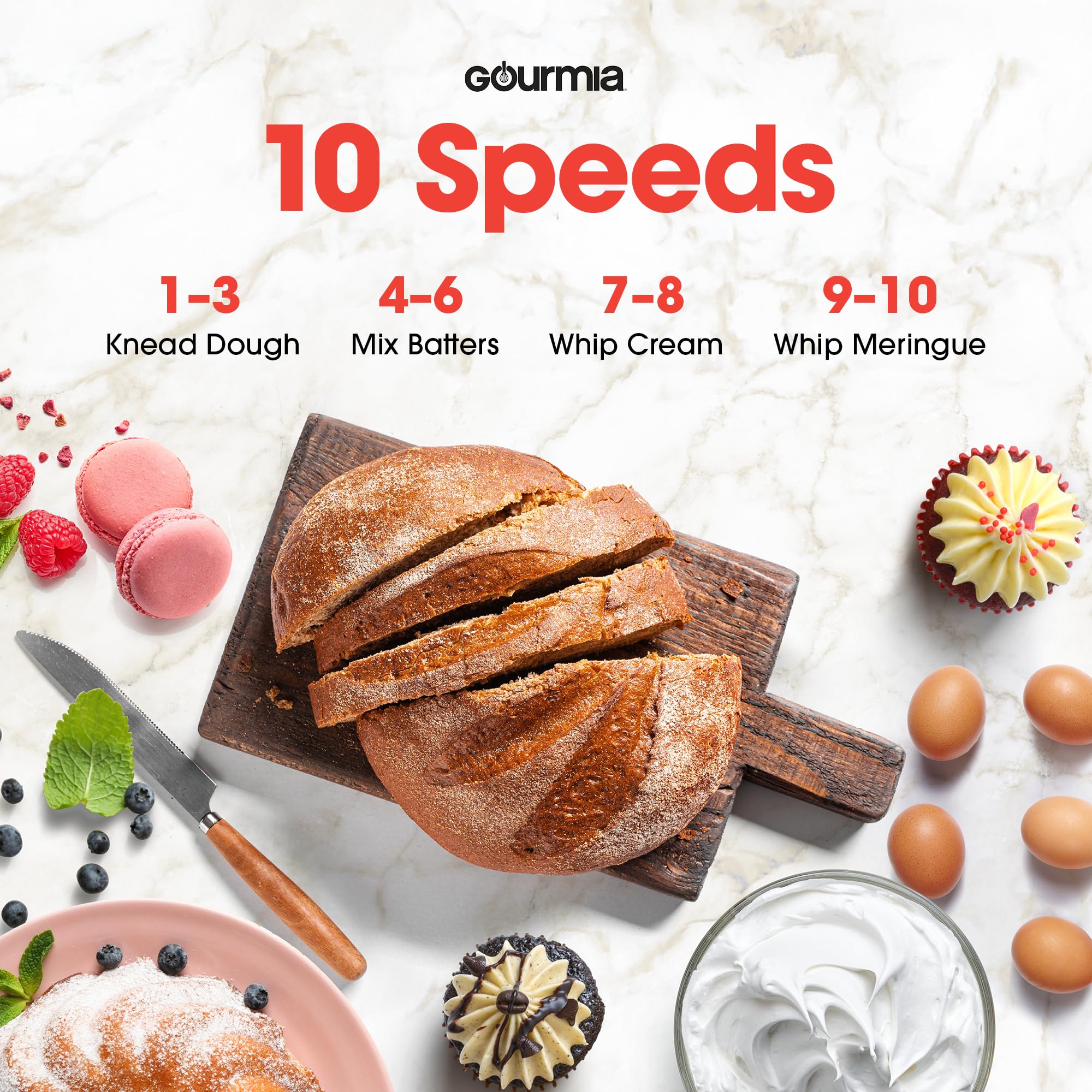 Gourmia whisk attachment for fluffy toppings and light batters