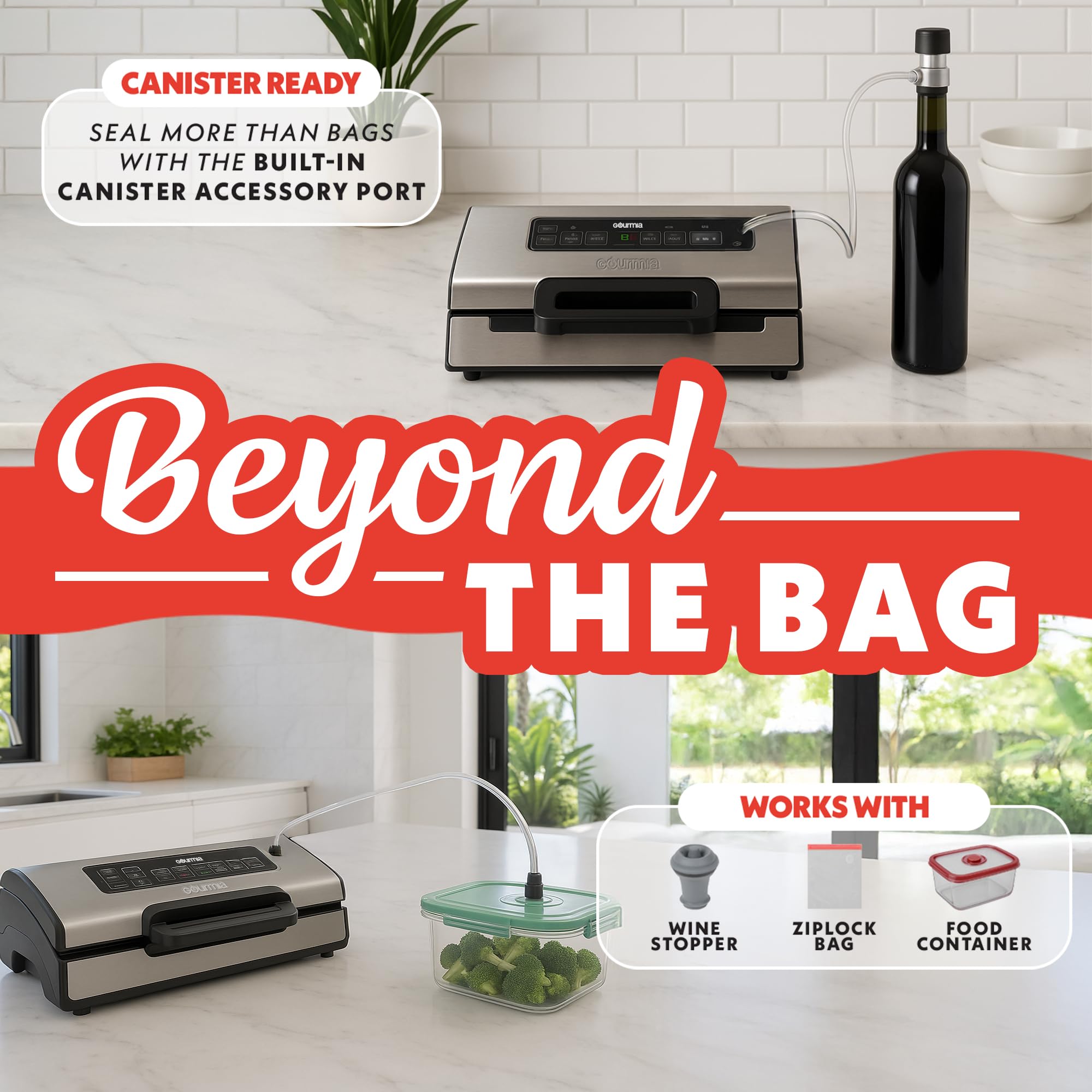 Gourmia Vacuum Sealer built-in cutter creates perfect bag sizes