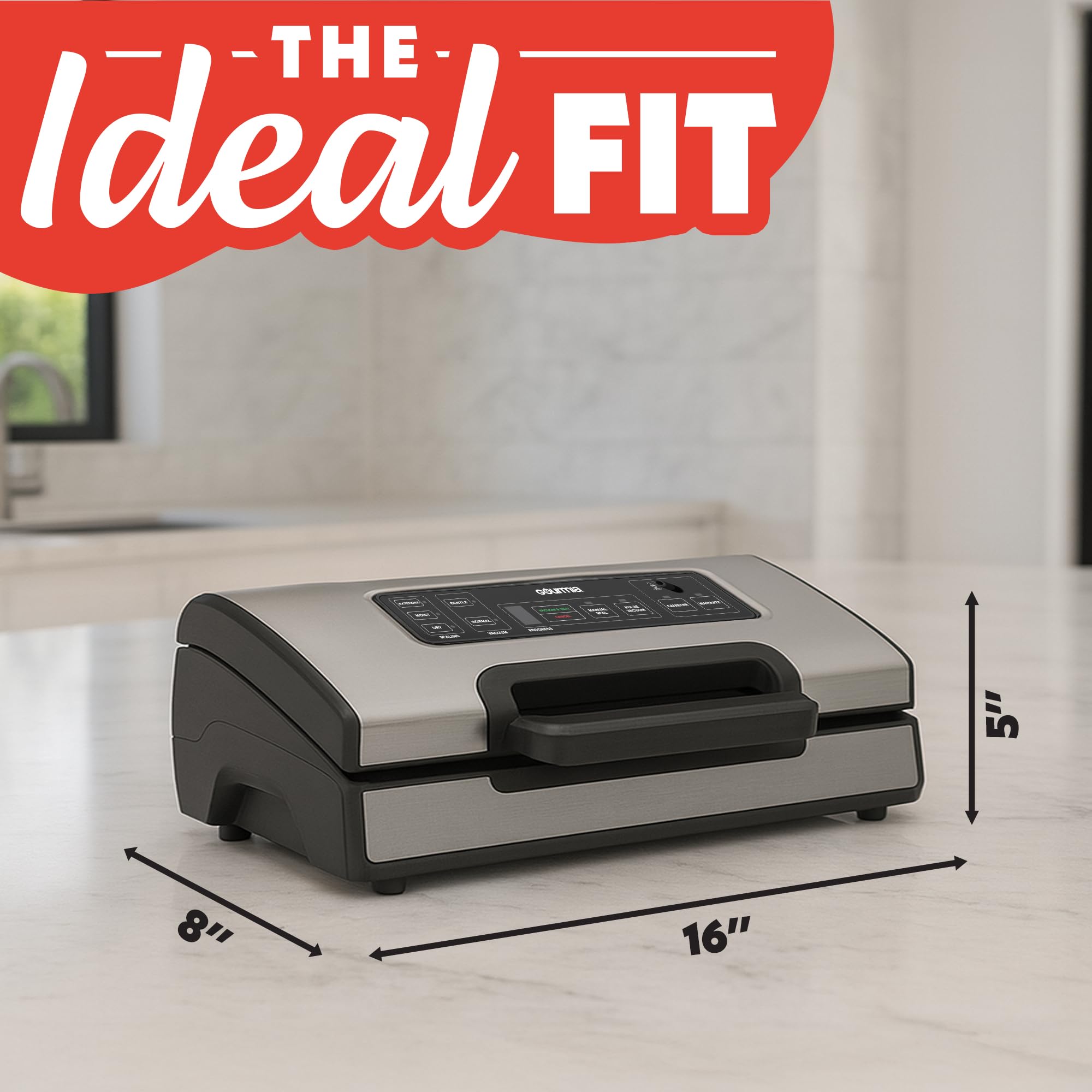 Gourmia Vacuum Sealer front handle lock for secure operation