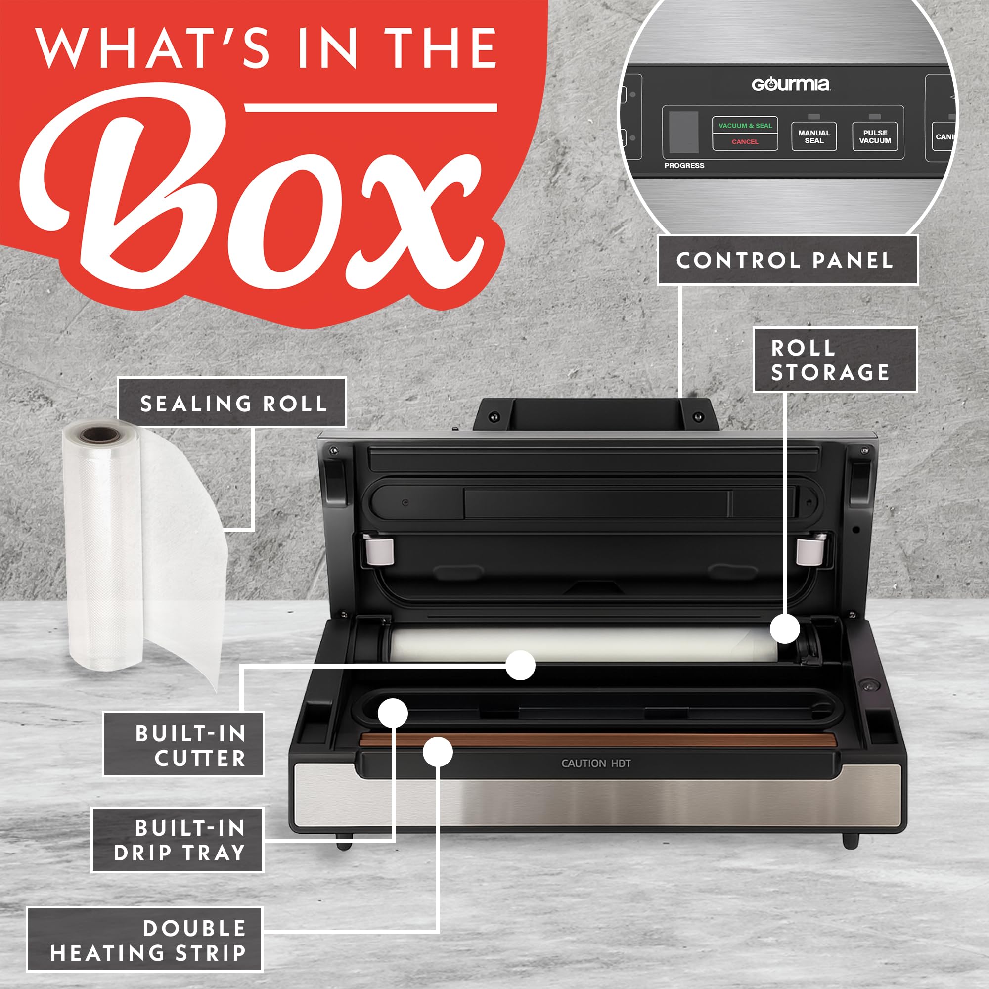 Gourmia Vacuum Sealer gentle and normal modes adapt to foods