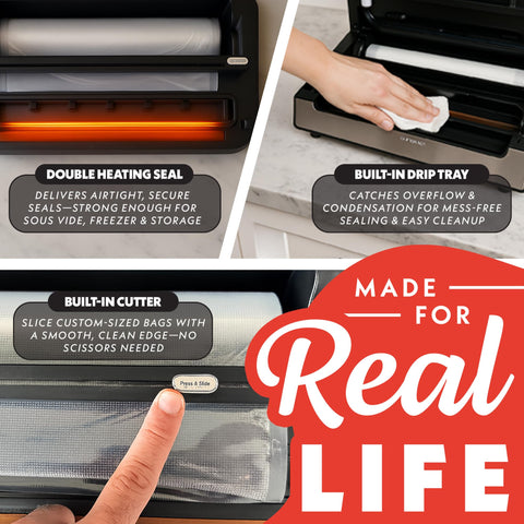 Gourmia Vacuum Sealer stainless steel body looks sleek