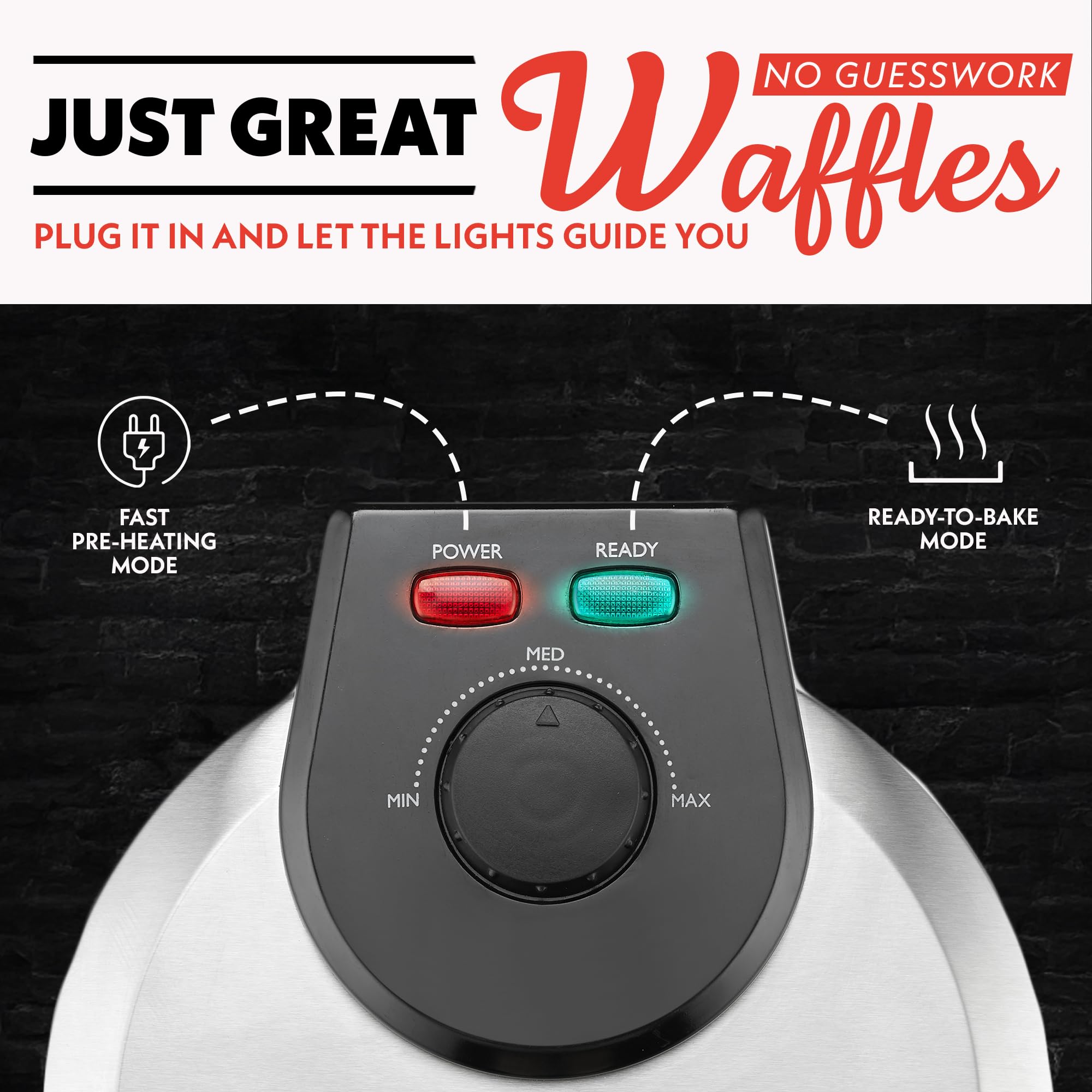 Gourmia waffle plates with nonstick ceramic coating for easy release and quick cleanup