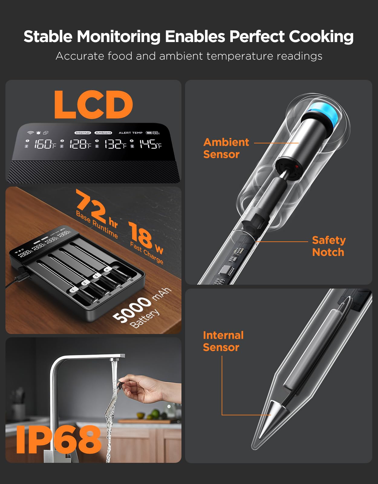 GoveeLife ambient and food temperature probes provide accurate, real-time data.