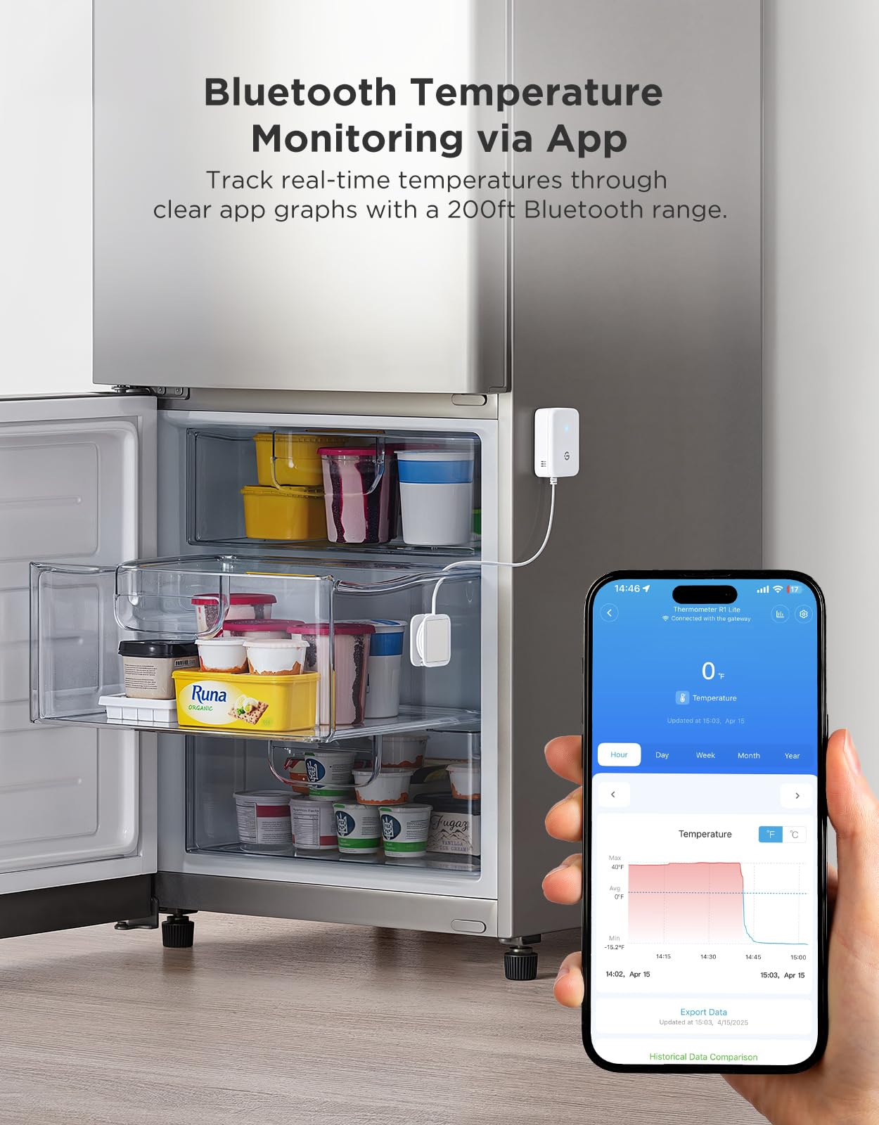 GoveeLife Bluetooth temp sensor with alarm helps you spot out-of-range temperatures quickly
