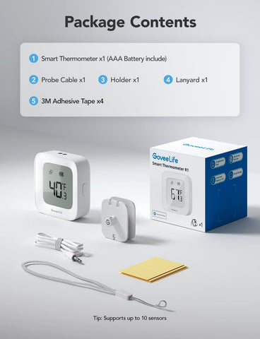 GoveeLife freezer probe in use, ideal for kitchen or lab.