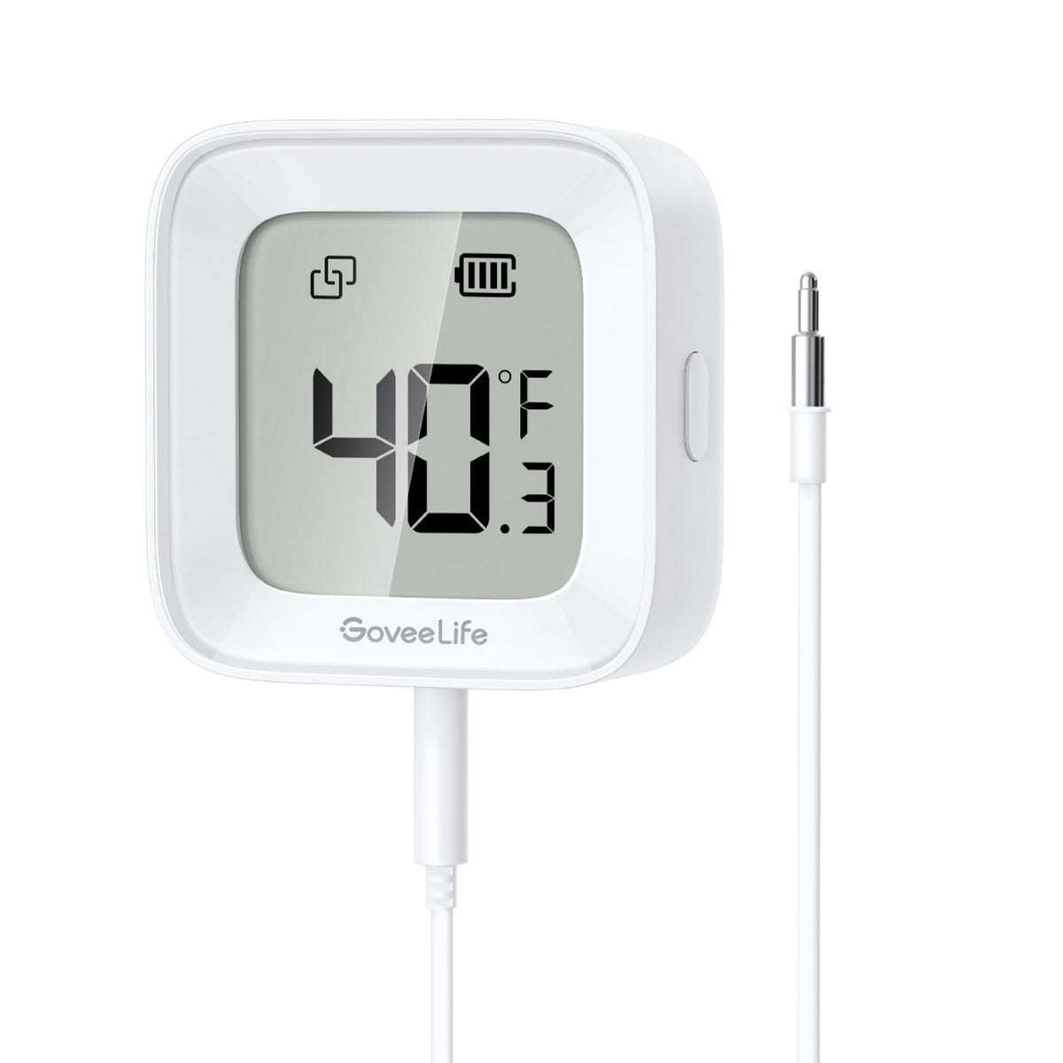 GoveeLife freezer thermometer holder demonstrating tidy placement for stable temps.