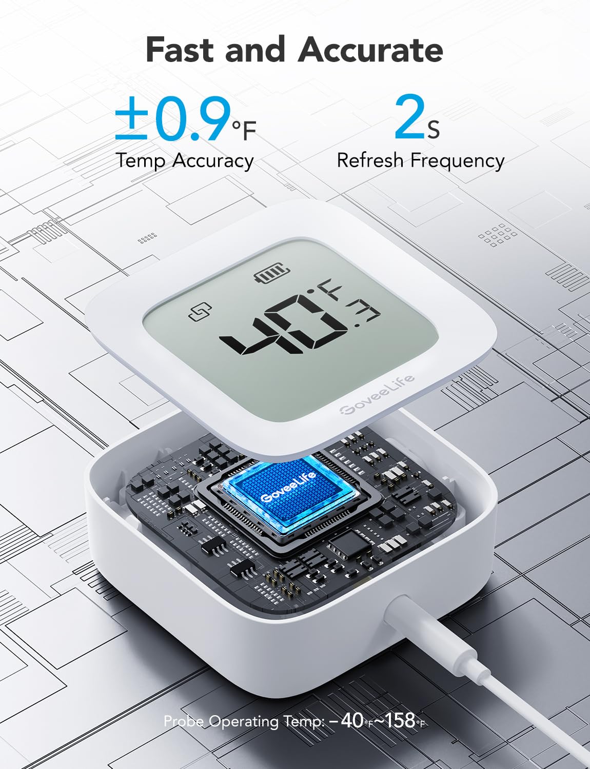 GoveeLife LCD display for at-a-glance temperature checks.