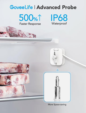 GoveeLife probe with cable flexible for fridge, freezer, or pantry placement.