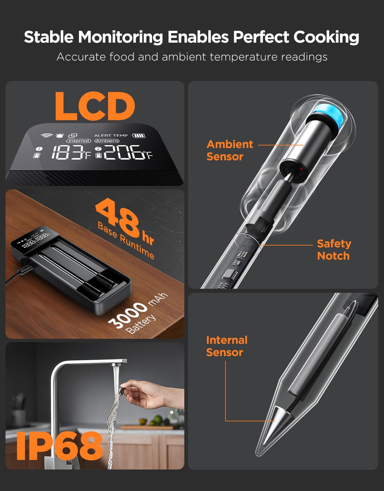 GoveeLife smart display base shows live temperatures at a glance