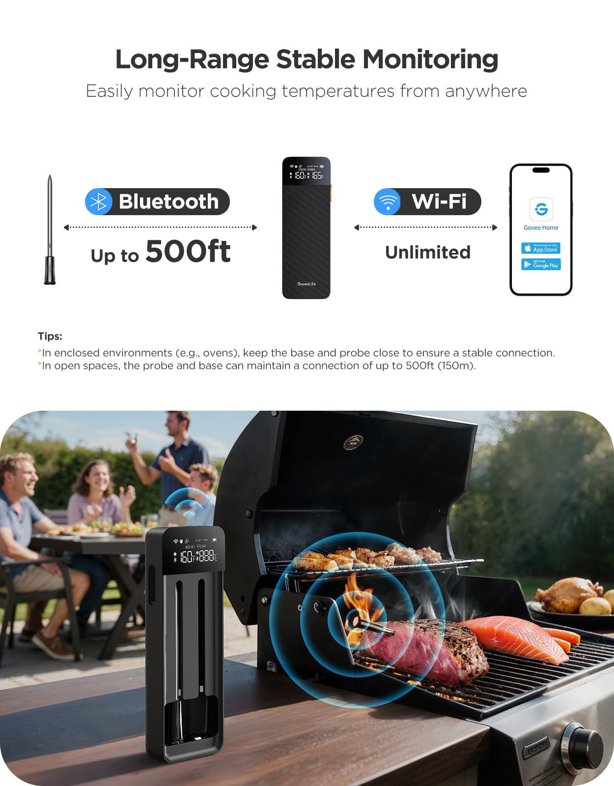 GoveeLife wifi and Bluetooth connection enables remote monitoring from anywhere