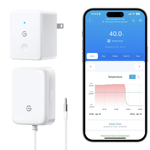 GoveeLife wifi fridge thermometer with app alerts for quick temperature checks.