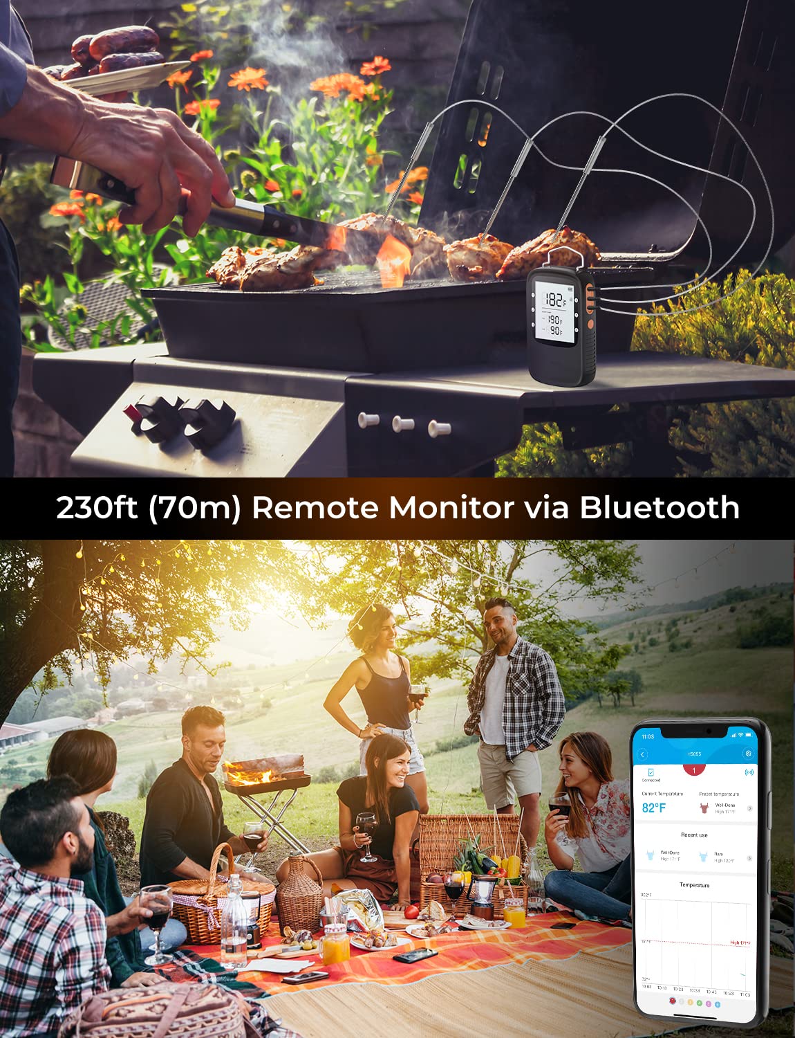 Govee thermometer remote monitoring lets you multitask while checking grill temps.