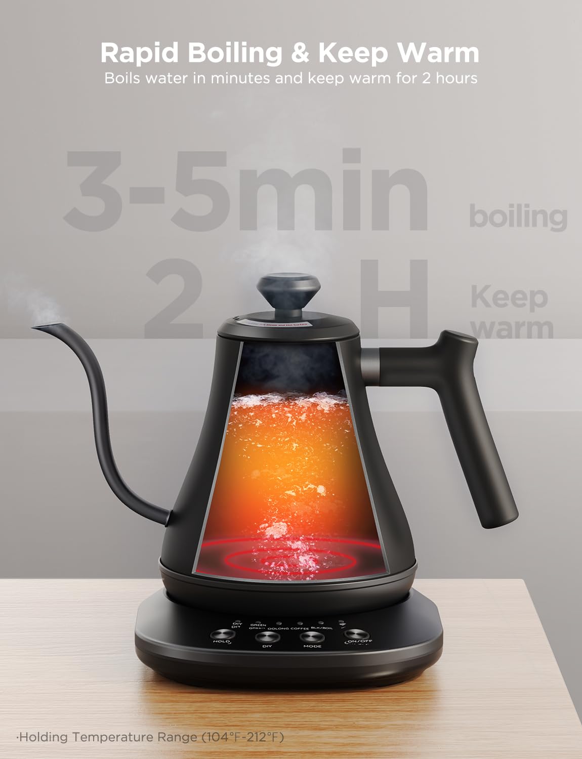 Govee Smart Electric Kettle 0.8L capacity ideal for single cups.