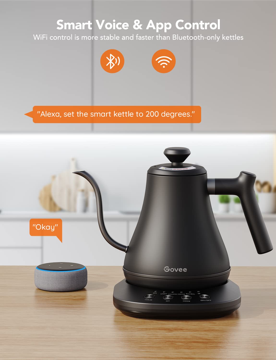 Govee Keep-Warm function maintains optimal temperature for hours.