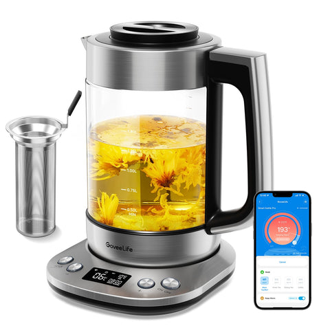 GoveeLife smart electric kettle in use for precise temperature control.