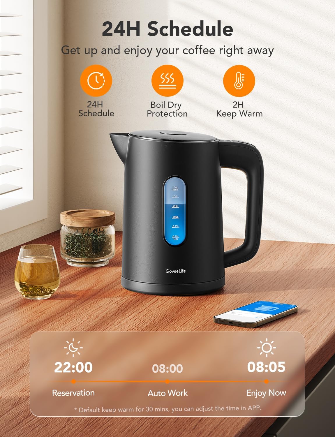 GoveeLife kettle four presets provide precise brew temperatures for tea and coffee.