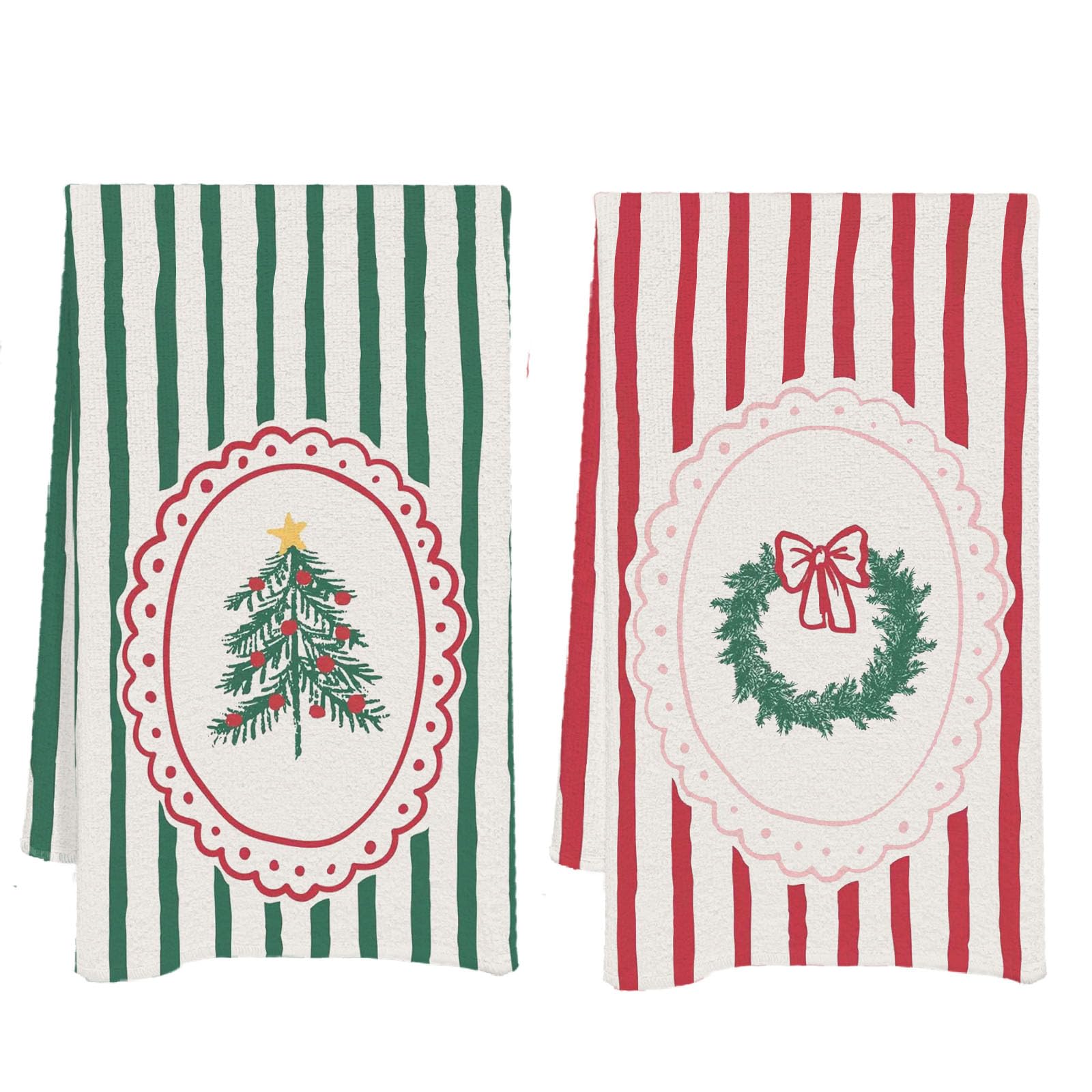 GOVGRTB red and green Christmas tree kitchen towel for quick-dry dish drying