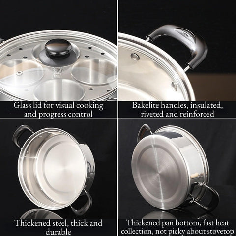 GOVNPJ Egg Poacher Pan showing four-egg capacity for family mornings