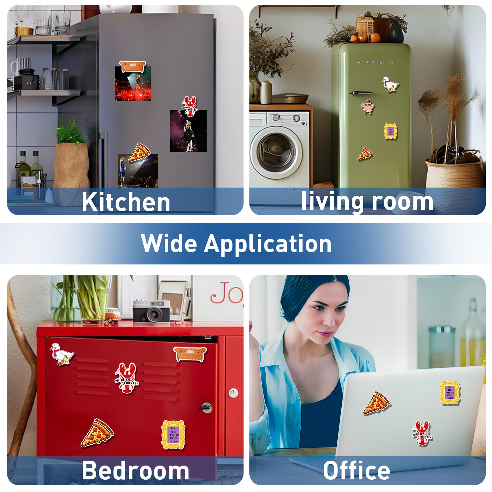 GOZOLA Friends magnets Photos and notes display neatly on metal surfaces.