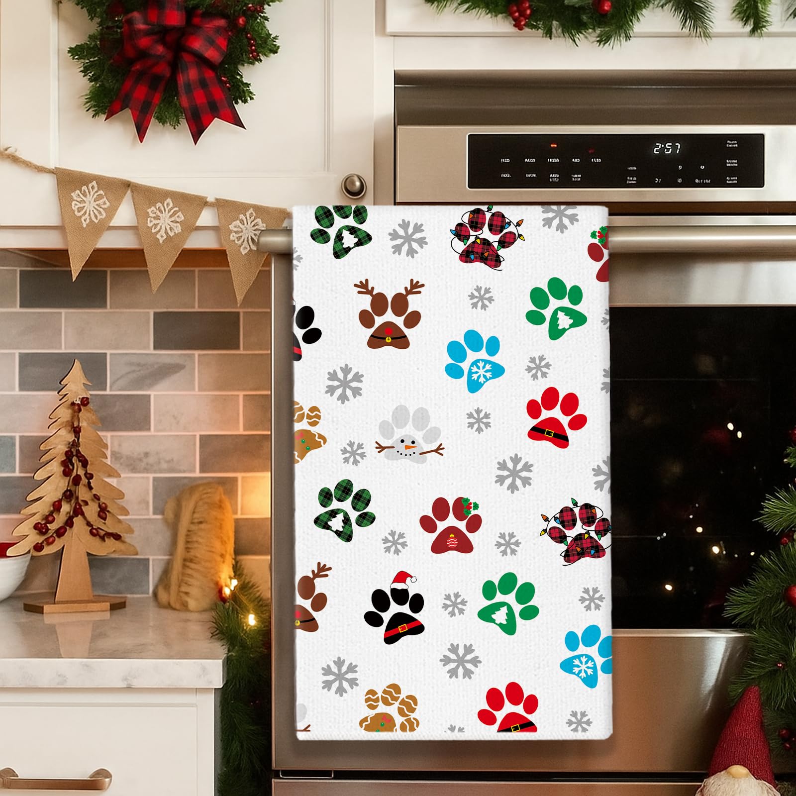 GPGHE dog paw kitchen towels, compact set for gifting and holiday hosting