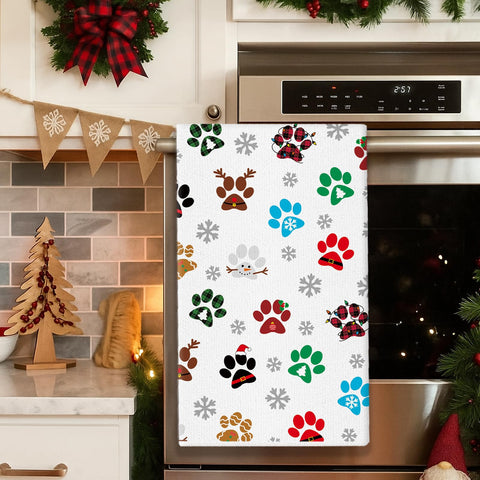 GPGHE dog paw kitchen towels, compact set for gifting and holiday hosting