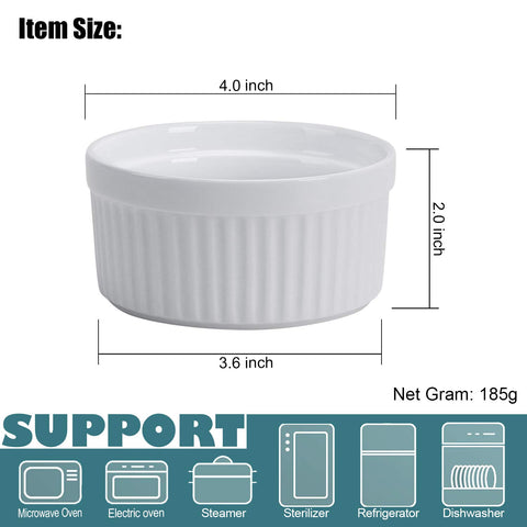 GPYG 8oz ramekins in oven-safe porcelain for baking and serving