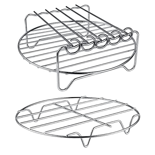 GQZ Air Fryer Rack XL top layer with skewers for even browning