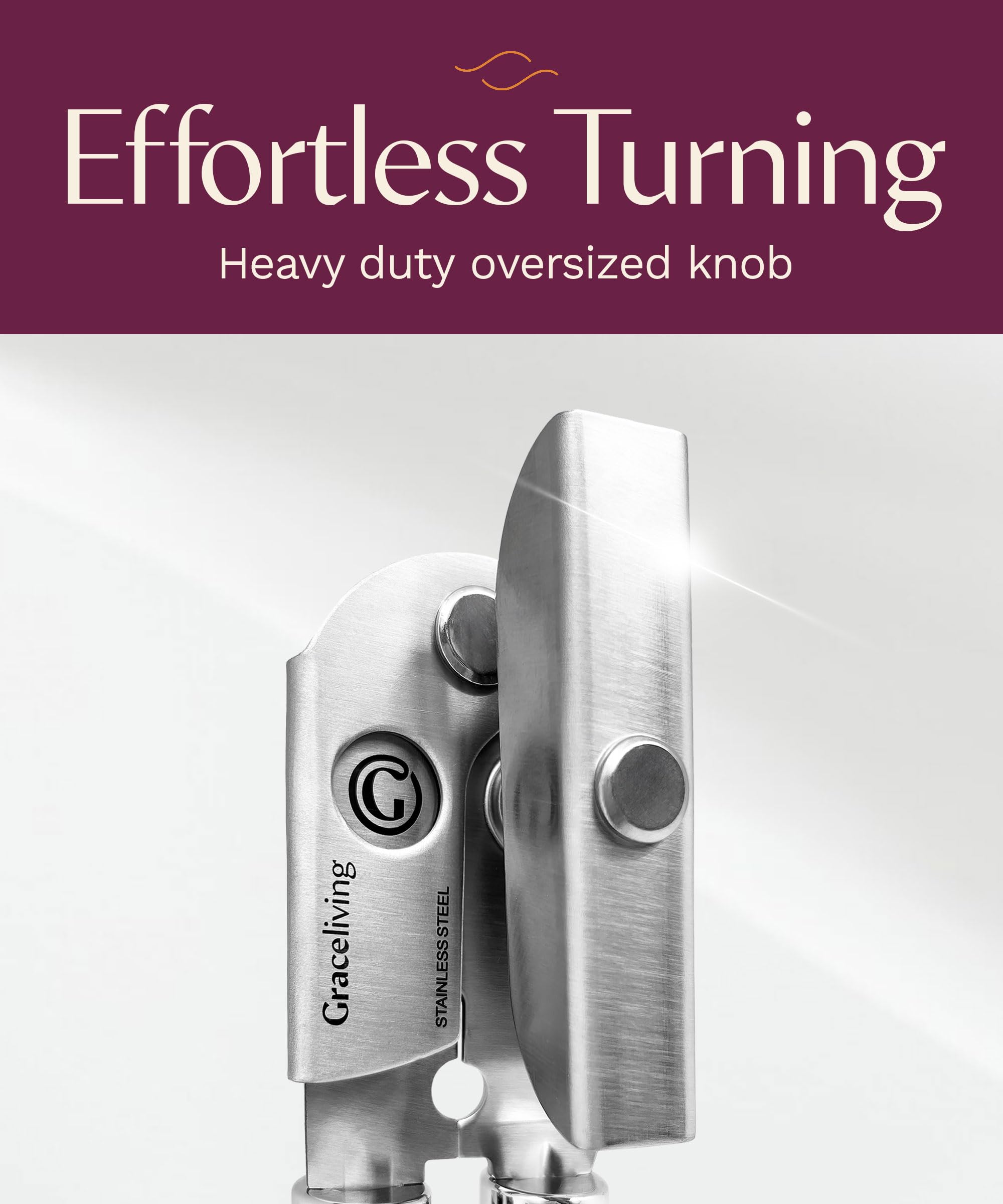 Graceliving can opener with soft-touch handle for a non-slip grip