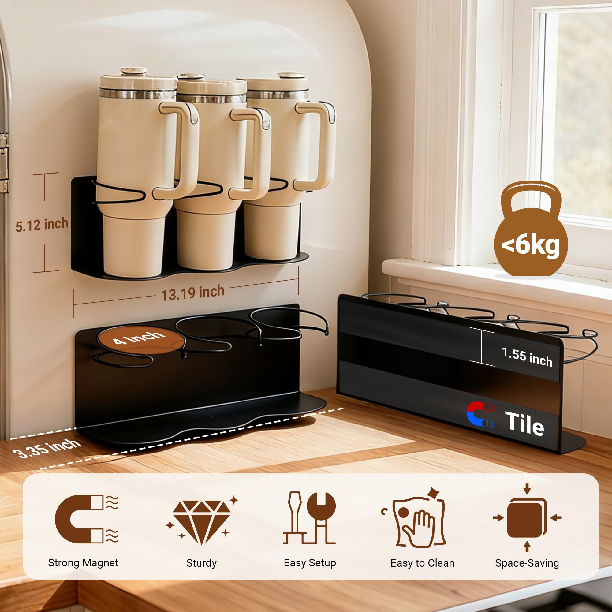 Gracenal 20/30/40 oz compatibility for various cups with stable magnetic holding.