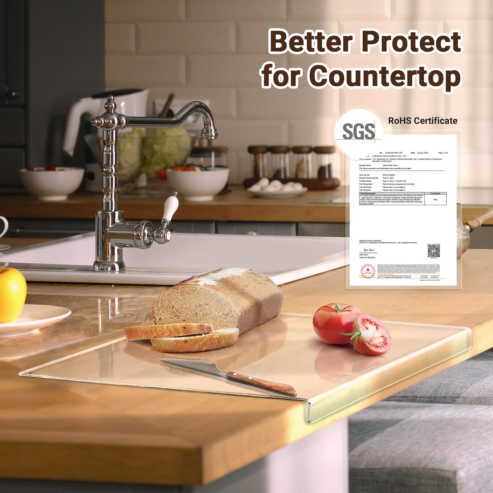 Gracenal 24x18 inch board protects countertops while keeping ingredients within reach.