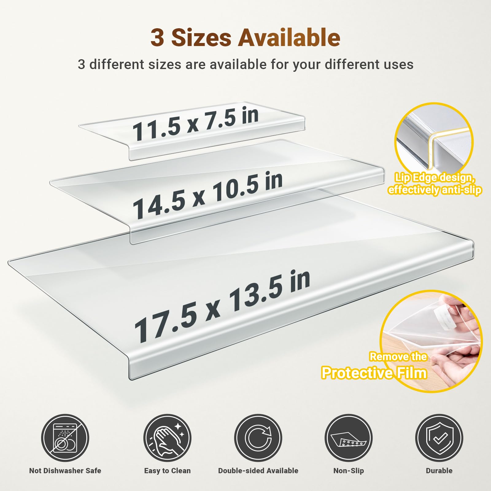 Gracenal clear cutting boards in three sizes ideal for vegetables, meat, and snacks.