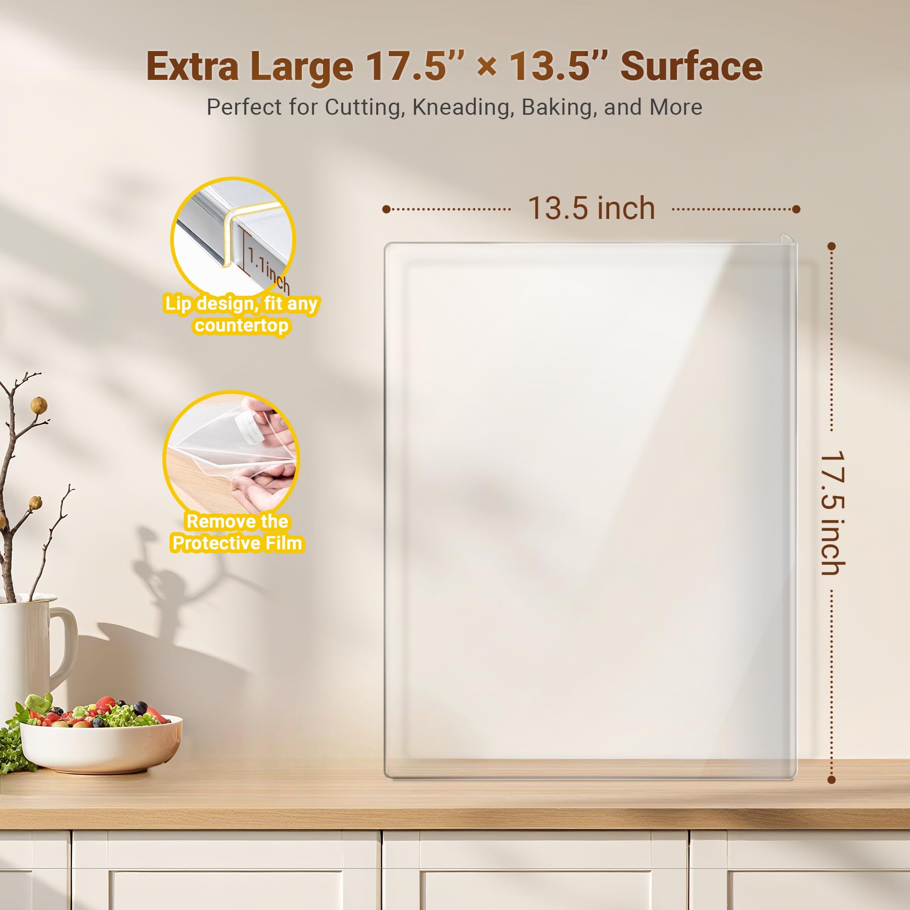Gracenal large surface ideal for bread, fruits, and vegetables.