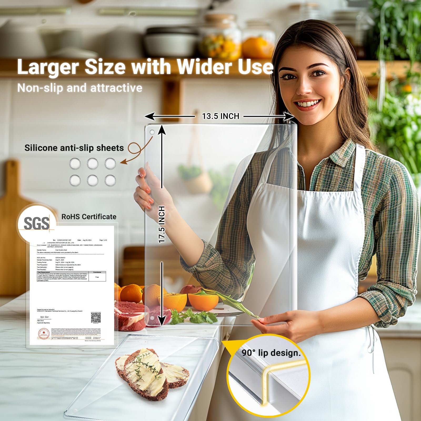 Gracenal food-grade acrylic ensures safe, easy food prep and cleaning.